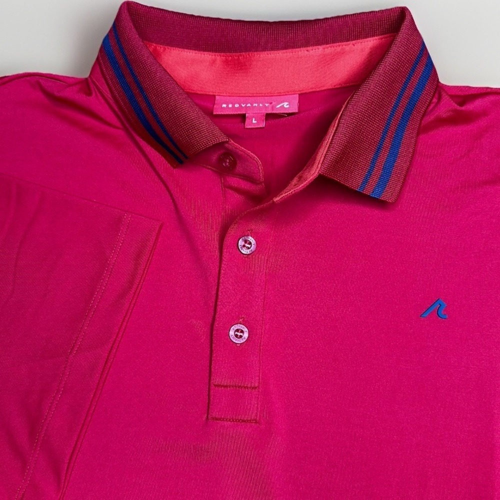 Redvanly Golf Polo Shirt Mens Large Red Solid Performance Wicking 4-Way Stretch